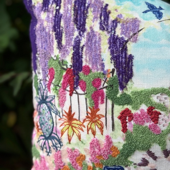 Southern Living Colorful Coastal Village Embroidered Pillow - Picture 4 of 8